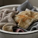Dirty dishcloths, with the basin method they become as good as new
