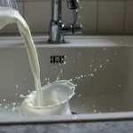 Pour milk into the sink, amazing what happens after 5 minutes