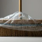Put a plastic bag on the broom, never had a house so clean